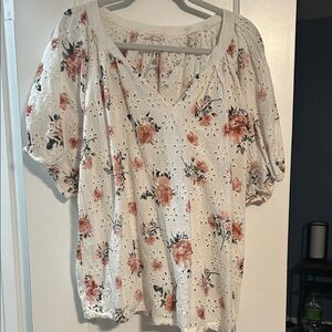 Floral Eyelet Women Top